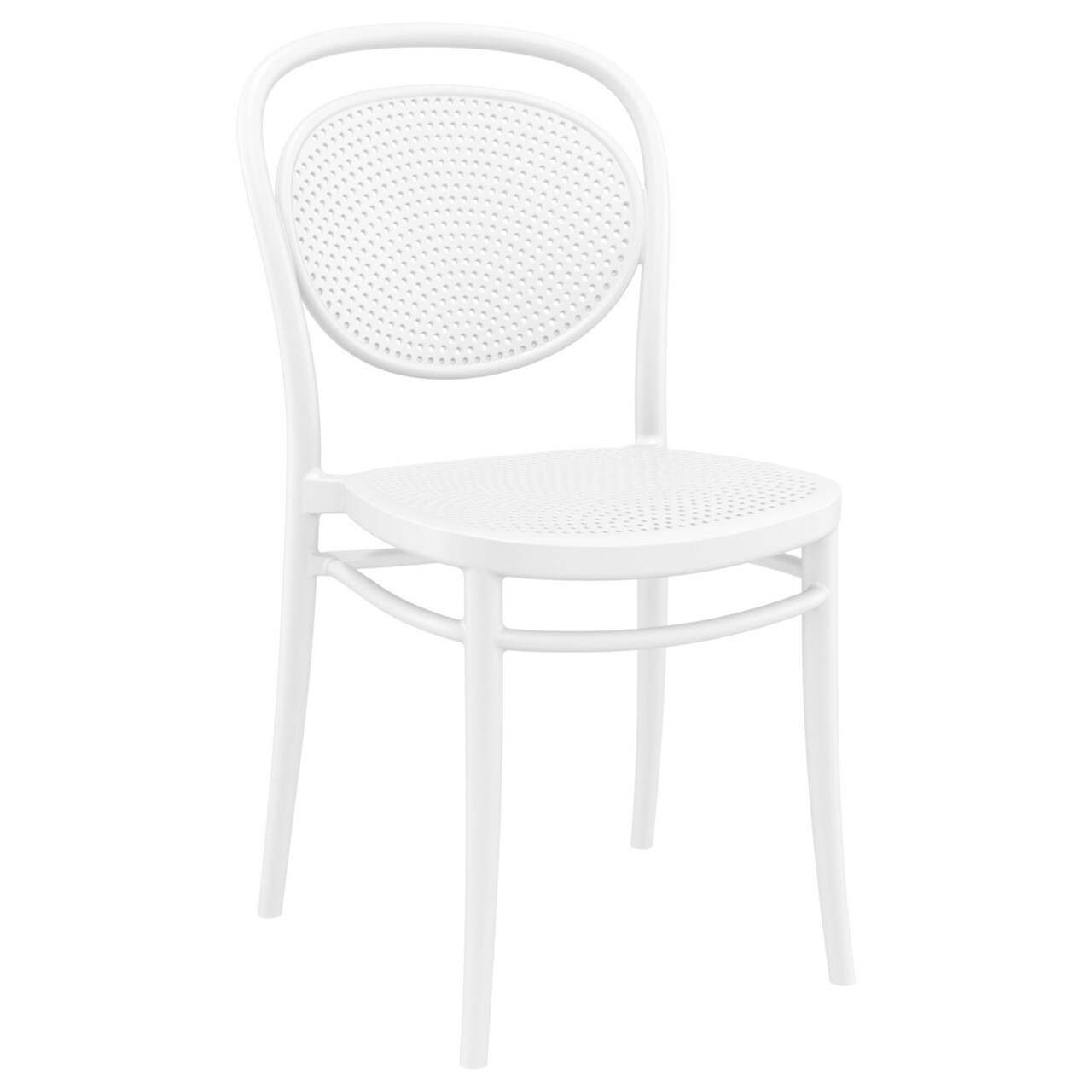 Luxury Commercial Living 33.5&#x22; White Stackable Outdoor Patio Armless Chair
